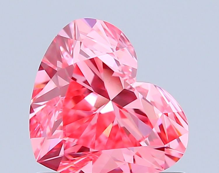 Lab-Grown Heart Diamond - 0.91 Carats, Fancy Vivid Pink Color, VVS2 Clarity - Certified by IGI - Report Number: LG677559706