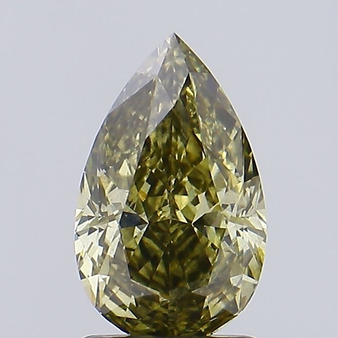 Lab-Grown Pear Diamond - 1.32 Carats, Fancy Gray Yellow Color, VS2 Clarity - Certified by IGI - Report Number: LG625451815
