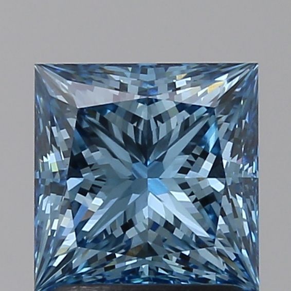 Lab-Grown Princess Diamond - 1.76 Carats, Fancy Vivid Blue Color, VVS2 Clarity - Certified by IGI - Report Number: LG621452329