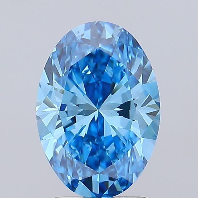 Lab-Grown Oval Diamond - 2.04 Carats, Fancy Vivid Blue Color, VS1 Clarity - Certified by IGI - Report Number: LG684506620