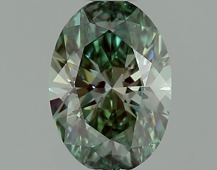 Lab-Grown Oval Diamond - 0.5 Carats, Fancy Vivid Green Color, VS2 Clarity - Certified by IGI - Report Number: LG641414382