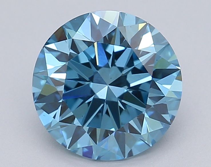 Lab-Grown Round Diamond - 1.53 Carats, Fancy Vivid Blue Color, VS1 Clarity - Certified by IGI - Report Number: LG611390189