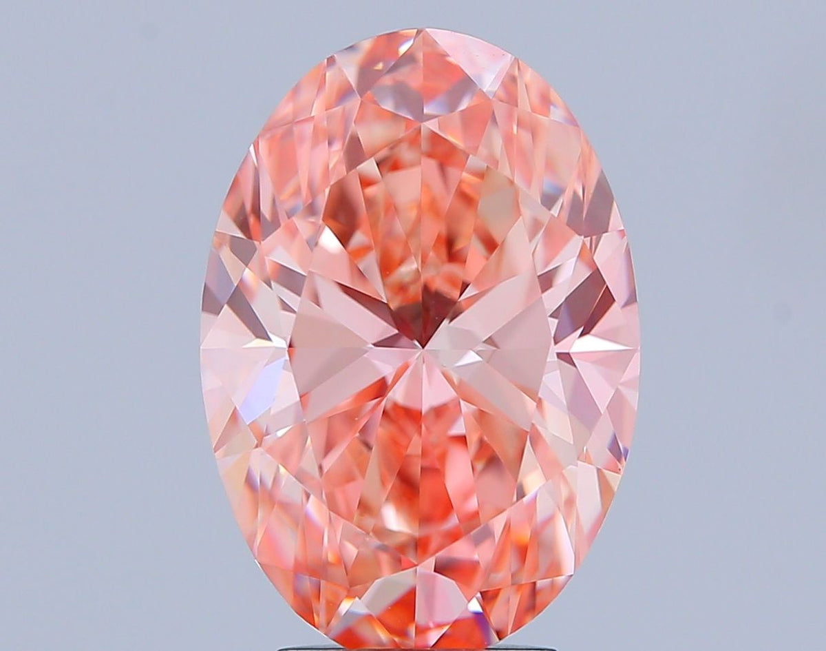 Lab-Grown Oval Diamond - 4.61 Carats, Fancy Vivid Pink Color, VS1 Clarity - Certified by IGI - Report Number: LG639497556
