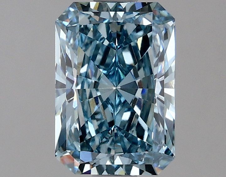 Lab-Grown Radiant Diamond - 1.55 Carats, Fancy Vivid Blue Color, VS1 Clarity - Certified by IGI - Report Number: LG636431202