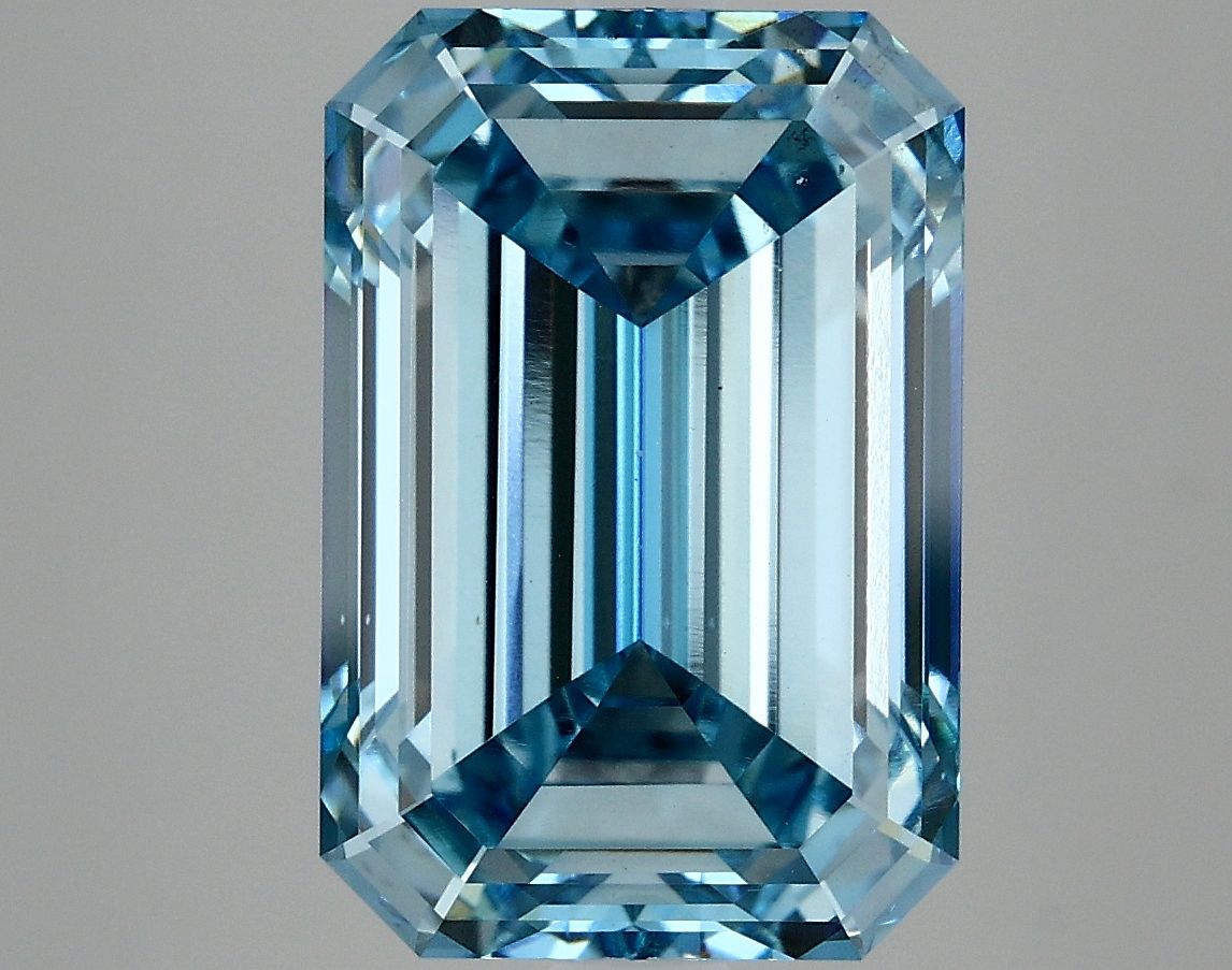 Lab-Grown Emerald Diamond - 6.78 Carats, Fancy Vivid Blue Color, VS2 Clarity - Certified by IGI - Report Number: LG635401429