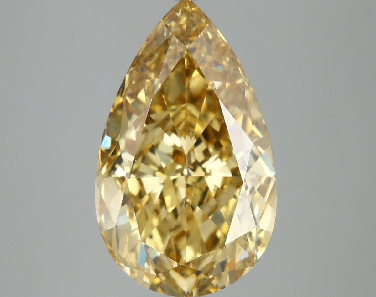 Lab-Grown Pear Diamond - 5.01 Carats, Fancy Vivid Yellow Color, VVS2 Clarity - Certified by IGI - Report Number: LG665459624