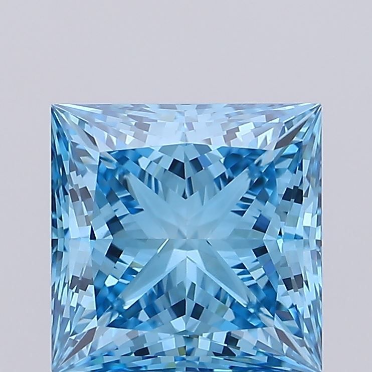 Lab-Grown Princess Diamond - 4.04 Carats, Fancy Vivid Blue Color, VVS2 Clarity - Certified by IGI - Report Number: LG685563983