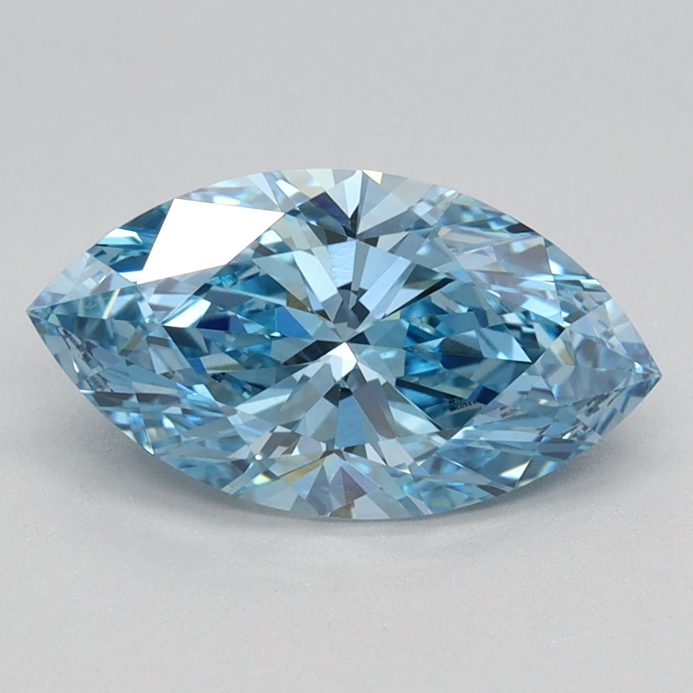 Lab-Grown Marquise Diamond - 1.38 Carats, Fancy Vivid Blue Color, VS1 Clarity - Certified by IGI - Report Number: LG613350789