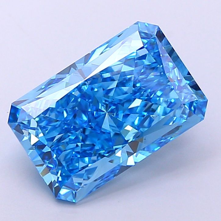 Lab-Grown Radiant Diamond - 6.9 Carats, Fancy Vivid Blue Color, VS1 Clarity - Certified by IGI - Report Number: LG683568195