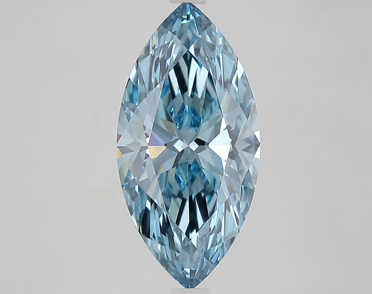Lab-Grown Marquise Diamond - 3.57 Carats, Fancy Vivid Blue Color, VVS2 Clarity - Certified by IGI - Report Number: LG669431645