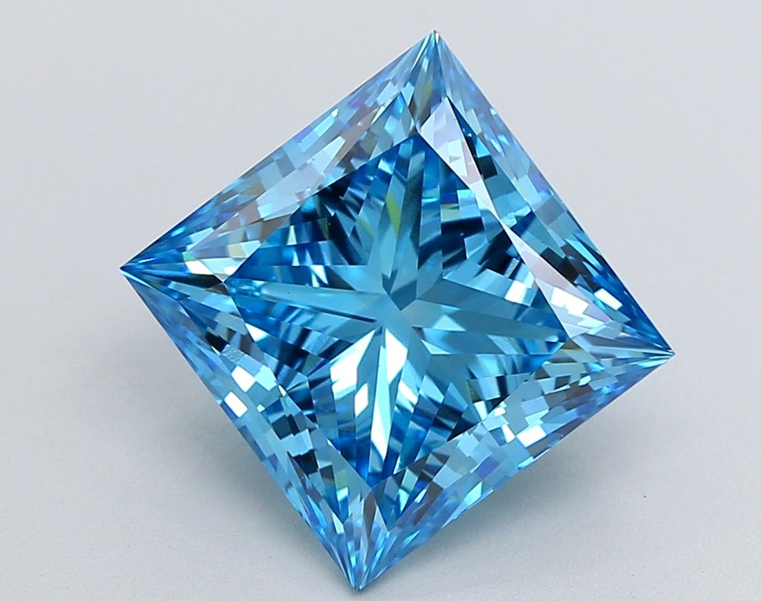 Lab-Grown Princess Diamond - 6.09 Carats, Fancy Vivid Blue Color, VS1 Clarity - Certified by IGI - Report Number: LG649478869