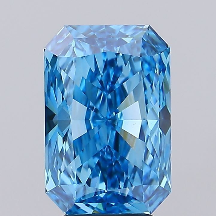 Lab-Grown Radiant Diamond - 4.55 Carats, Fancy Vivid Blue Color, VS1 Clarity - Certified by IGI - Report Number: LG685596909