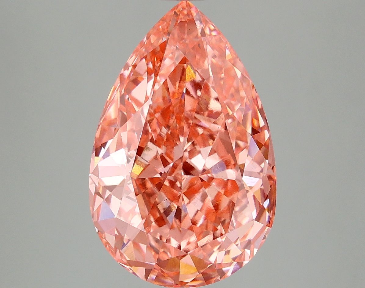 Lab-Grown Pear Diamond - 5.05 Carats, Fancy Vivid Pink Color, VS2 Clarity - Certified by IGI - Report Number: LG677579600