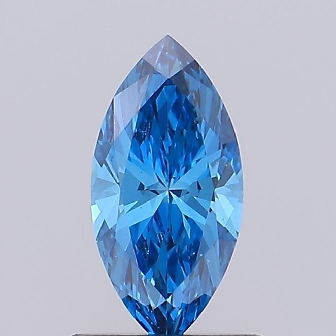 Lab-Grown Marquise Diamond - 0.68 Carats, Fancy Vivid Blue Color, VS1 Clarity - Certified by IGI - Report Number: LG684512184