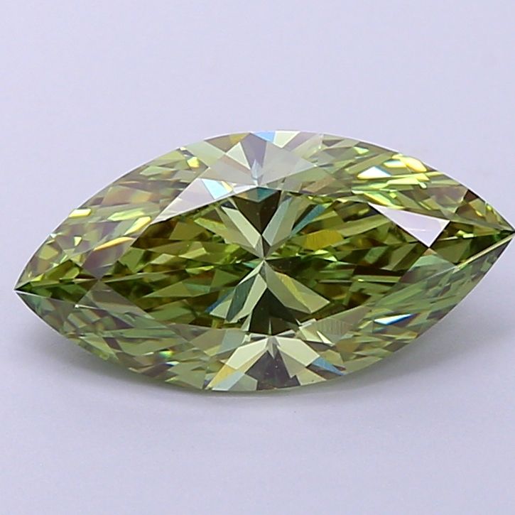 Lab-Grown Marquise Diamond - 2.22 Carats, Fancy Vivid Green Color, VVS2 Clarity - Certified by IGI - Report Number: LG655436796