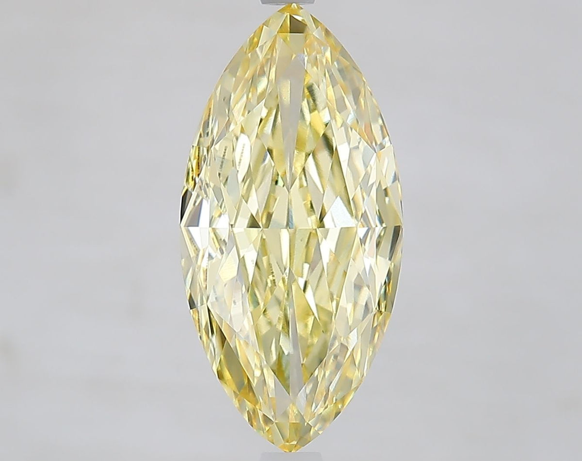 Lab-Grown Marquise Diamond - 4.04 Carats, Fancy Intense Yellow Color, VVS2 Clarity - Certified by IGI - Report Number: LG681516440