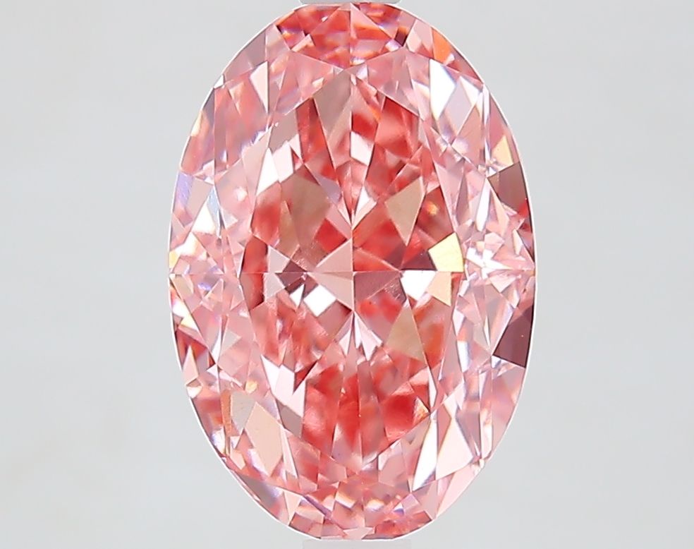 Lab-Grown Oval Diamond - 3.6 Carats, Fancy Vivid Pink Color, VS1 Clarity - Certified by IGI - Report Number: LG647468170