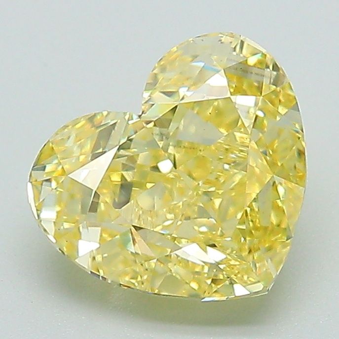 Lab-Grown Heart Diamond - 2.03 Carats, Fancy Intense Yellow Color, VS2 Clarity - Certified by IGI - Report Number: LG651436941