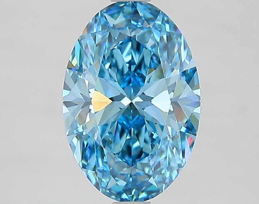 Lab-Grown Oval Diamond - 2.01 Carats, Fancy Vivid Blue Color, VVS2 Clarity - Certified by IGI - Report Number: LG631468673