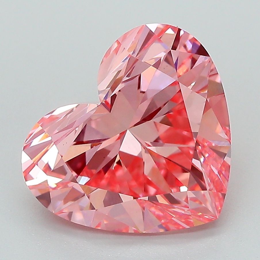 Lab-Grown Heart Diamond - 4.08 Carats, Fancy Vivid Pink Color, VS1 Clarity - Certified by IGI - Report Number: LG669403955