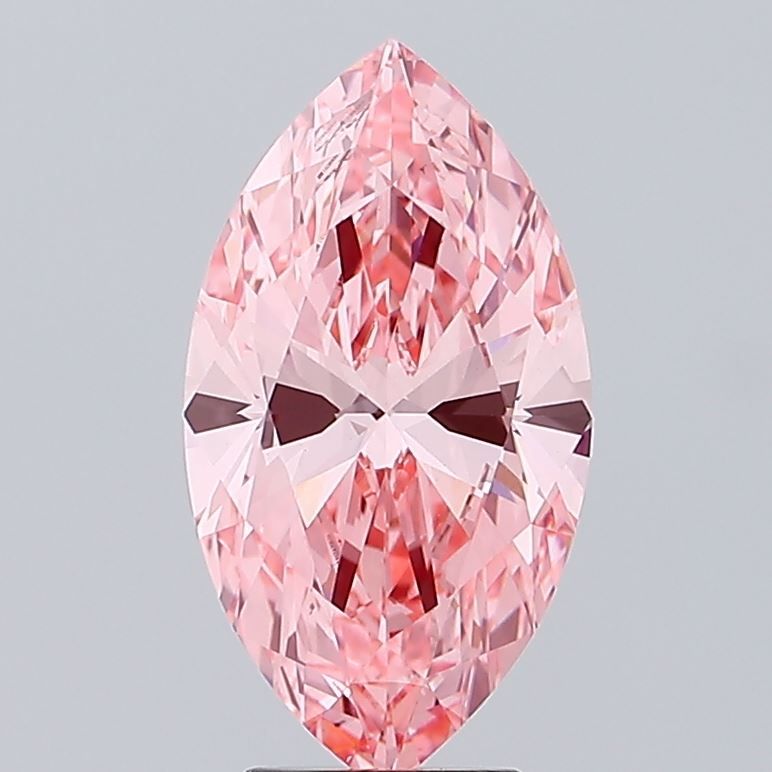 Lab-Grown Marquise Diamond - 4.02 Carats, Fancy Vivid Pink Color, VS2 Clarity - Certified by IGI - Report Number: LG569312472