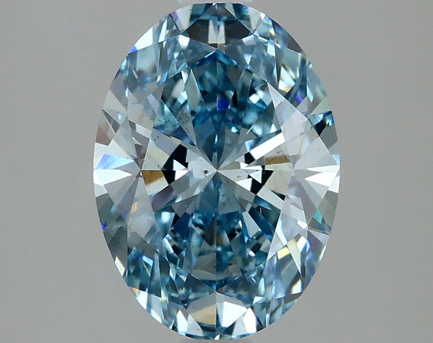 Lab-Grown Oval Diamond - 2.0 Carats, Fancy Vivid Blue Color, VS2 Clarity - Certified by IGI - Report Number: LG637461507