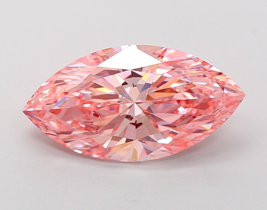 Lab-Grown Marquise Diamond - 3.09 Carats, Fancy Vivid Pink Color, VVS1 Clarity - Certified by IGI - Report Number: LG689506783