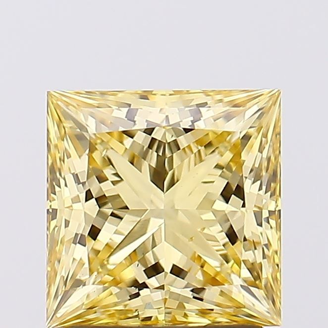 Lab-Grown Princess Diamond - 1.52 Carats, Fancy Intense Yellow Color, VS1 Clarity - Certified by IGI - Report Number: LG670477097