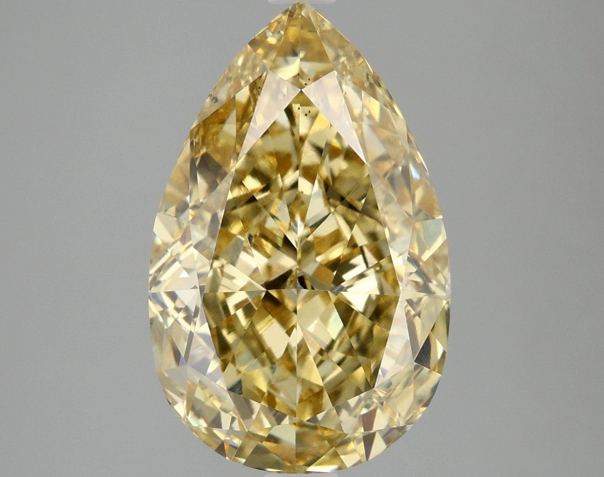 Lab-Grown Pear Diamond - 5.04 Carats, Fancy Vivid Yellow Color, VS2 Clarity - Certified by IGI - Report Number: LG665427504
