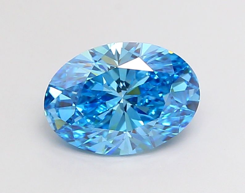 Lab-Grown Oval Diamond - 2.51 Carats, Fancy Vivid Blue Color, VS2 Clarity - Certified by IGI - Report Number: LG680530507