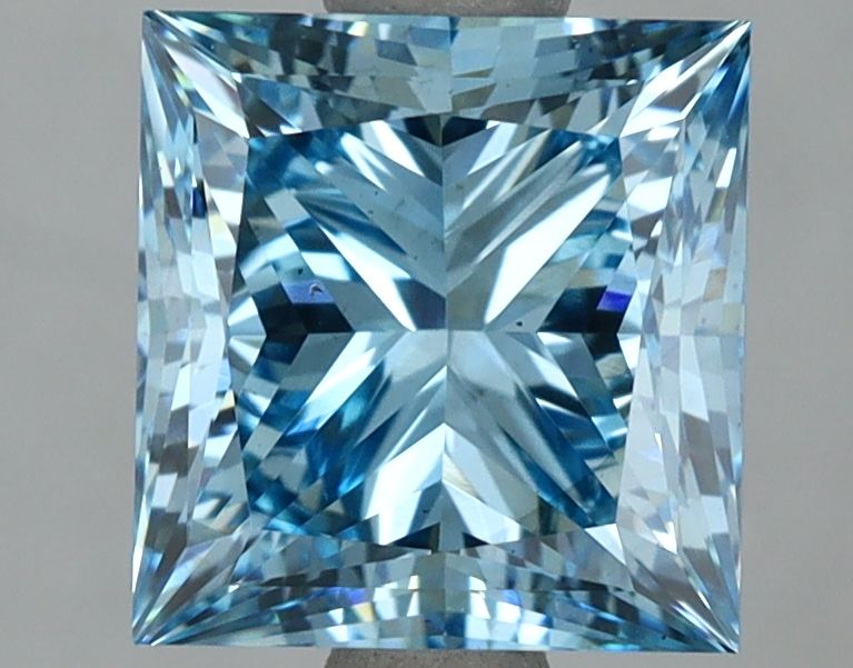 Lab-Grown Princess Diamond - 3.08 Carats, Fancy Vivid Blue Color, VS2 Clarity - Certified by IGI - Report Number: LG670472944
