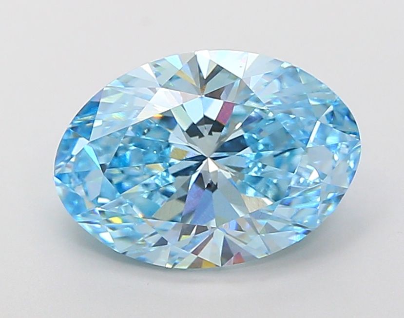 Lab-Grown Oval Diamond - 5.01 Carats, Fancy Vivid Blue Color, VS1 Clarity - Certified by IGI - Report Number: LG681572977