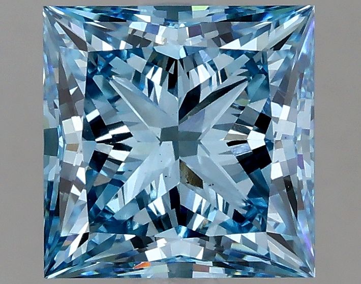 Lab-Grown Princess Diamond - 3.01 Carats, Fancy Vivid Blue Color, VS1 Clarity - Certified by IGI - Report Number: LG633486063