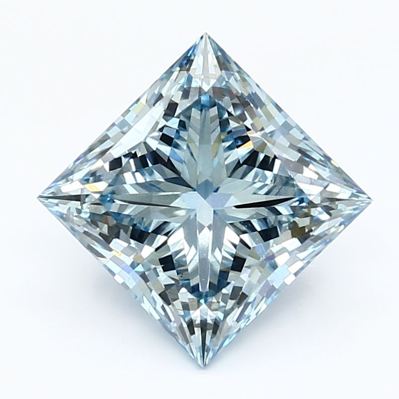 Lab-Grown Princess Diamond - 3.5 Carats, Fancy Vivid Blue Color, VS2 Clarity - Certified by IGI - Report Number: LG639411104
