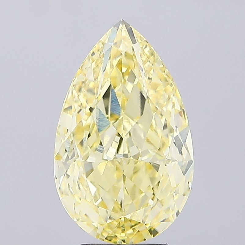 Lab-Grown Pear Diamond - 6.14 Carats, Fancy Intense Yellow Color, VVS2 Clarity - Certified by IGI - Report Number: LG660470973