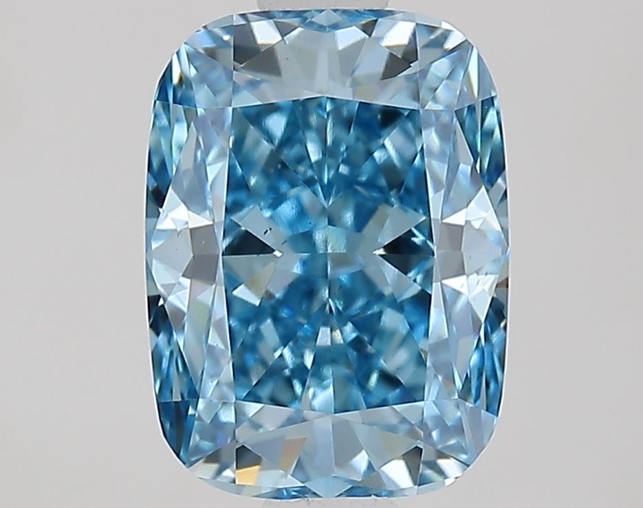 Lab-Grown Cushion Diamond - 1.5 Carats, Fancy Vivid Blue Color, VS1 Clarity - Certified by IGI - Report Number: LG668464693