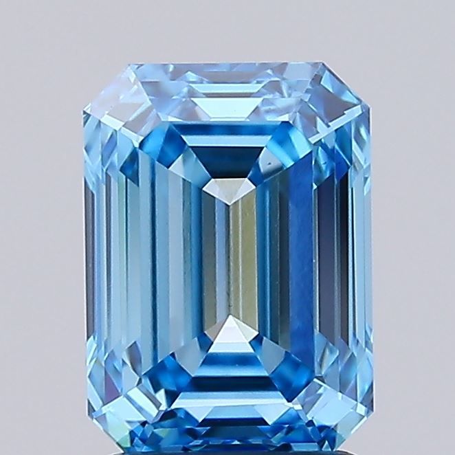 Lab-Grown Emerald Diamond - 2.02 Carats, Fancy Vivid Blue Color, VS1 Clarity - Certified by IGI - Report Number: LG681534285
