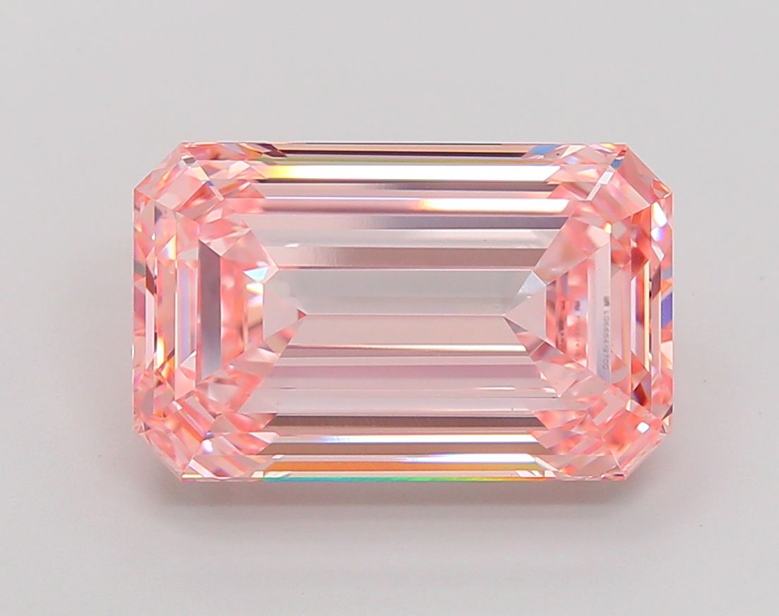 Lab-Grown Emerald Diamond - 8.04 Carats, Fancy Intense Pink Color, VS1 Clarity - Certified by IGI - Report Number: LG666419700