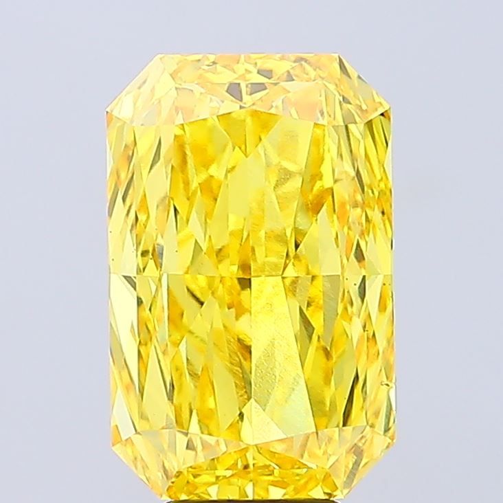 Lab-Grown Radiant Diamond - 8.22 Carats, Fancy Vivid Yellow Color, VS2 Clarity - Certified by IGI - Report Number: LG665456405