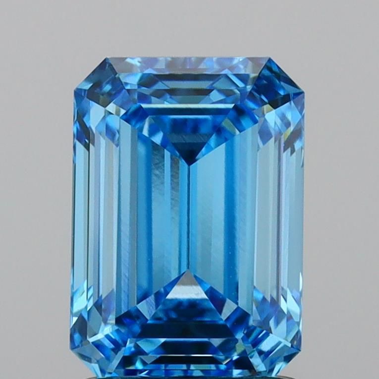Lab-Grown Emerald Diamond - 1.6 Carats, Fancy Vivid Blue Color, VVS1 Clarity - Certified by IGI - Report Number: LG640490314