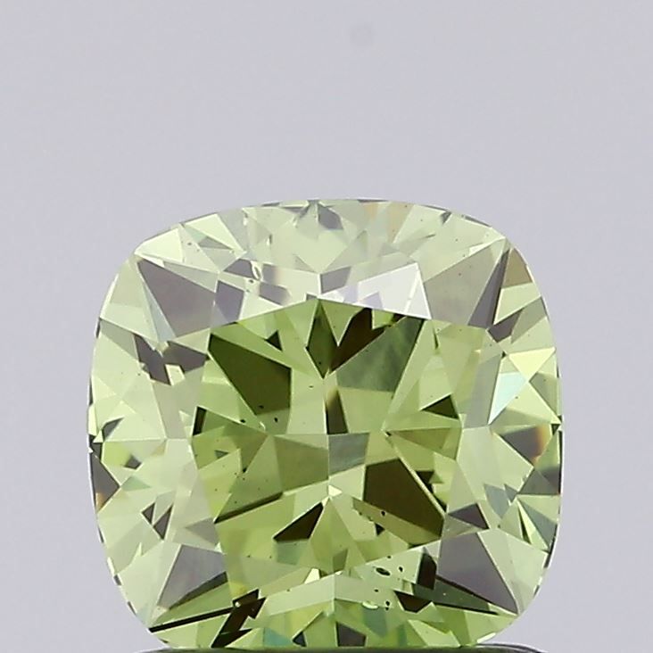 Lab-Grown Cushion Diamond - 1.01 Carats, Fancy Vivid Green Color, VS2 Clarity - Certified by IGI - Report Number: LG669482415