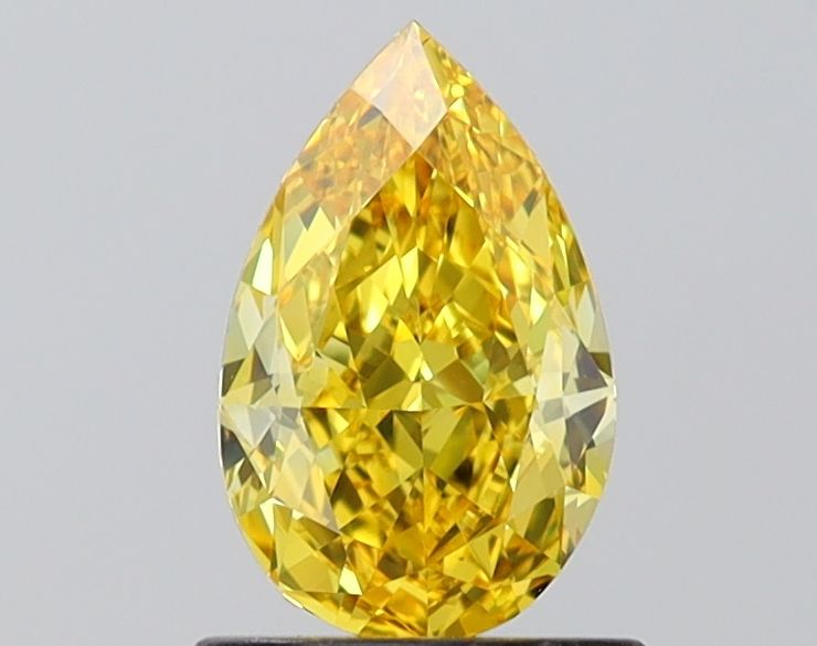 Lab-Grown Pear Diamond - 1.08 Carats, Fancy Vivid Yellow Color, VVS2 Clarity - Certified by IGI - Report Number: LG641477390