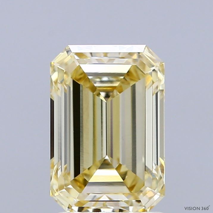 Lab-Grown Emerald Diamond - 2.04 Carats, Fancy Yellow Color, VVS2 Clarity - Certified by IGI - Report Number: LG689525823