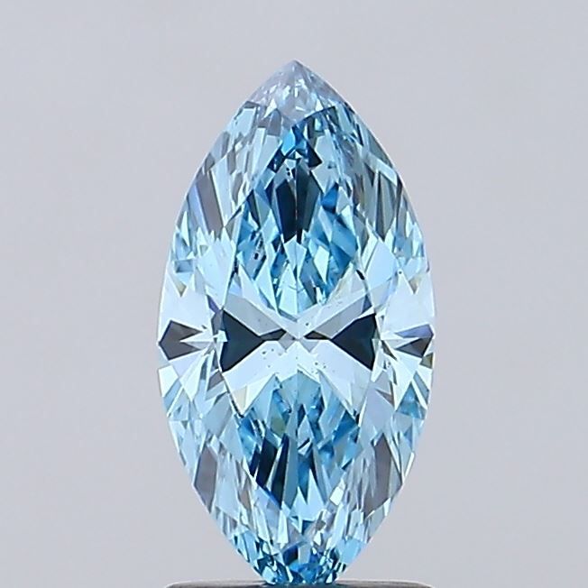 Lab-Grown Marquise Diamond - 1.54 Carats, Fancy Vivid Blue Color, VS2 Clarity - Certified by IGI - Report Number: LG687572845