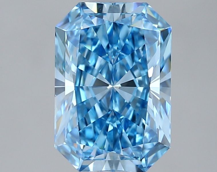 Lab-Grown Radiant Diamond - 1.5 Carats, Fancy Vivid Blue Color, VVS2 Clarity - Certified by IGI - Report Number: LG648478650