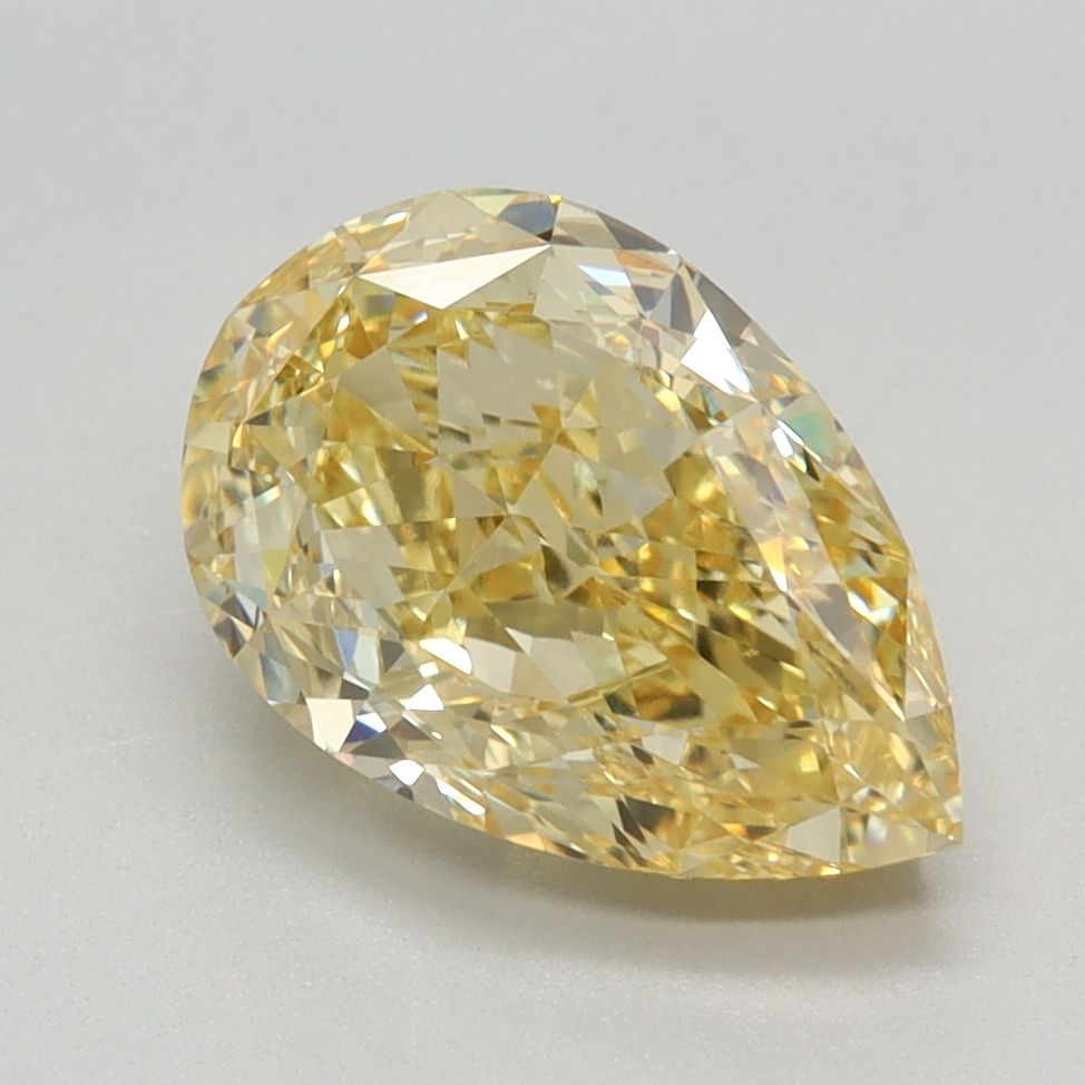 Lab-Grown Pear Diamond - 2.45 Carats, Fancy Intense Yellow Color, VVS2 Clarity - Certified by IGI - Report Number: LG634403917