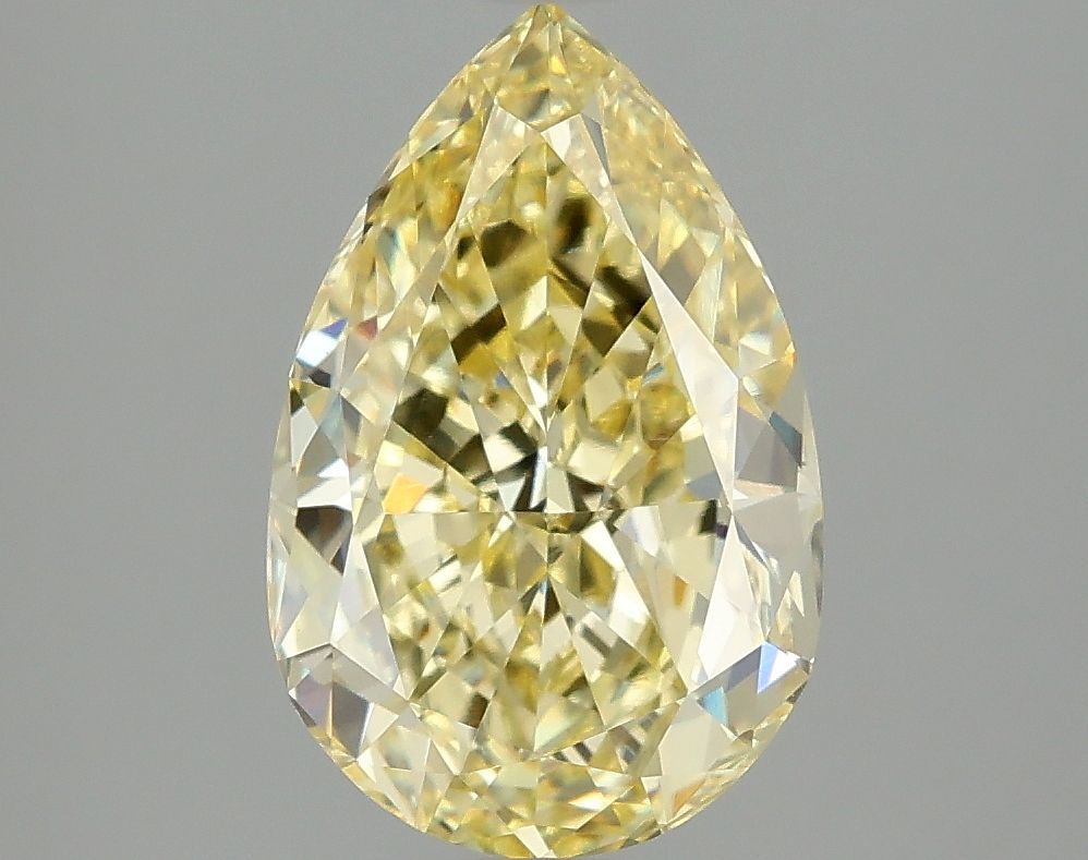Lab-Grown Pear Diamond - 3.08 Carats, Fancy Intense Yellow Color, VVS2 Clarity - Certified by IGI - Report Number: LG668417533