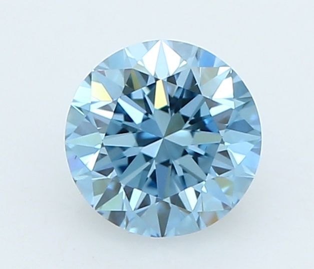 Lab-Grown Round Diamond - 0.37 Carats, Fancy Vivid Blue Color, VS1 Clarity - Certified by IGI - Report Number: LG663402307
