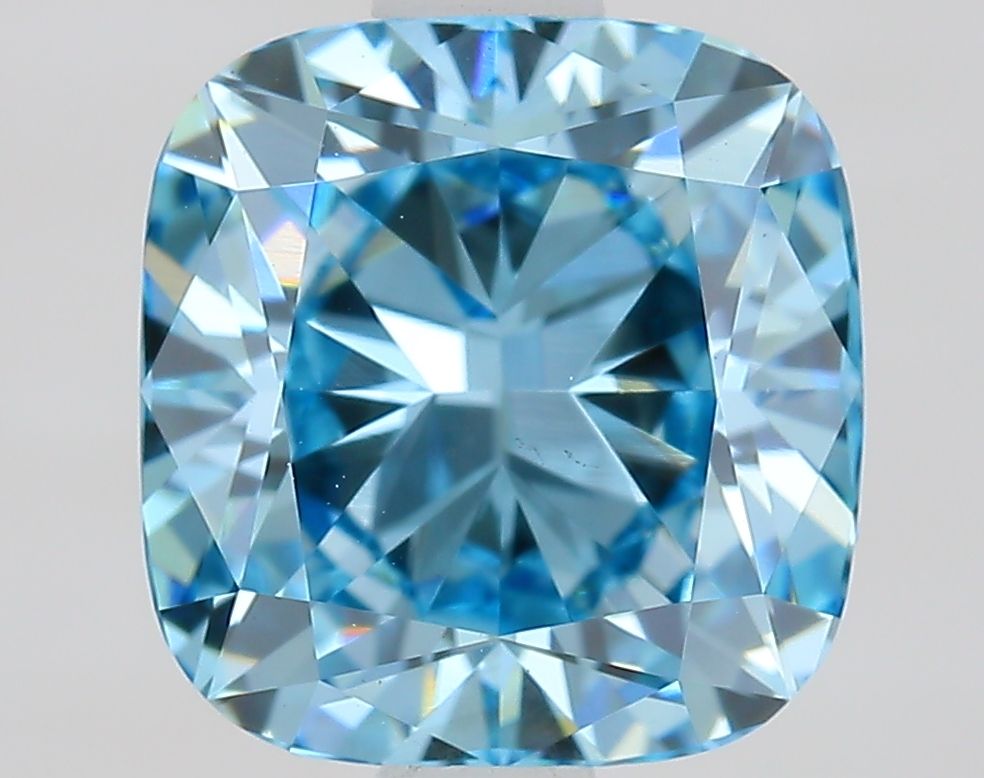 Lab-Grown Cushion Diamond - 2.0 Carats, Fancy Vivid Blue Color, VS1 Clarity - Certified by IGI - Report Number: LG640419504