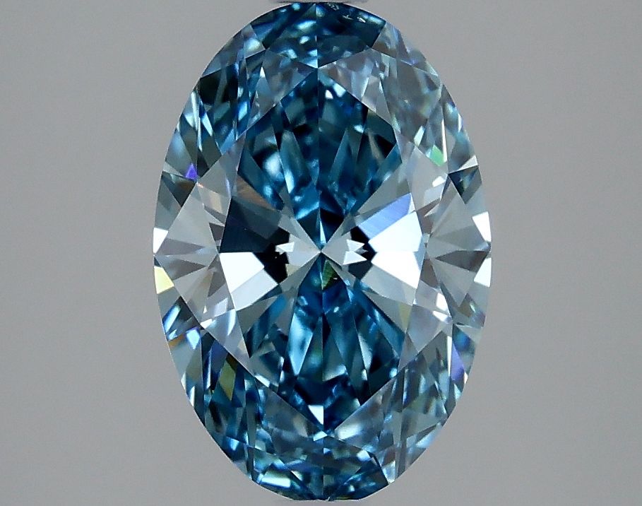 Lab-Grown Oval Diamond - 2.04 Carats, Fancy Vivid Blue Color, VS2 Clarity - Certified by IGI - Report Number: LG635401404